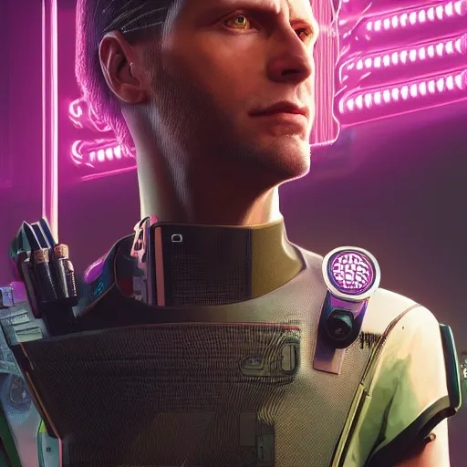 Image similar to nick bostrom portrait in cyberpunk 2 0 7 7 cp 2 0 7 7 3 8 4 0 x 2 1 6 0