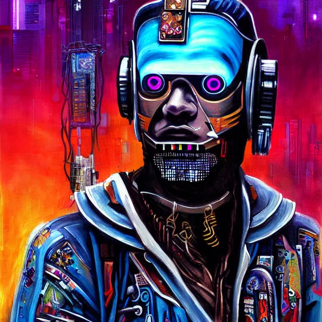 Image similar to a beautiful painting cyberpunk jibaro, by alberto mielgo movie art