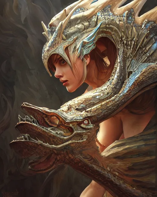 Image similar to A draconic humanoid, HD, illustration, epic, D&D, fantasy, intricate, elegant, highly detailed, digital painting, artstation, concept art, smooth, sharp focus, illustration, art by artgerm and greg rutkowski and alphonse mucha, monster hunter illustrations art book