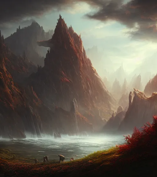 Prompt: fantasy landscape, beautiful, sharp focus, ultra detailed by leesha hannigan, ross tran, thierry doizon, kai carpenter, ignacio fernandez rios