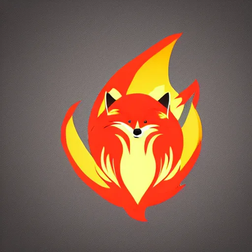 Image similar to a vector logo of a burning fox with flames style