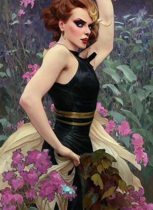 Image similar to katya, drag queen, painting by artgerm and greg rutkowski and alphonse mucha