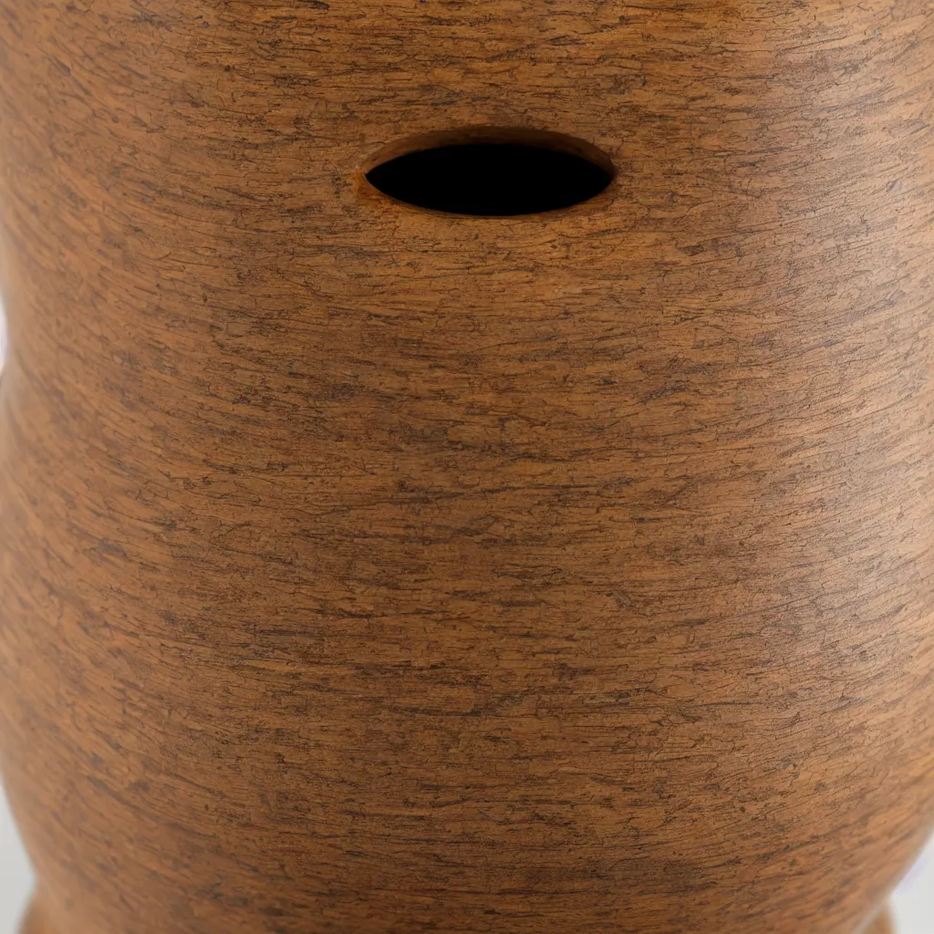 Image similar to close - up view of a beautifully designed vase on top of a wooden table, 8 k, high detail, photorealistic, proper shading