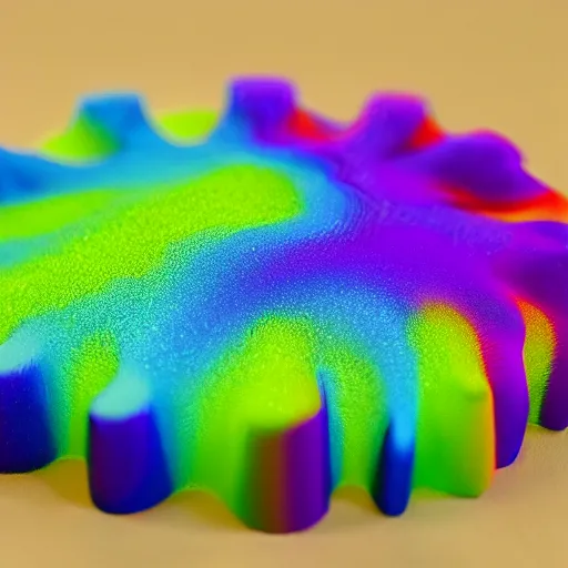 Prompt: reaction diffusion solid colors houdini 3 d printed