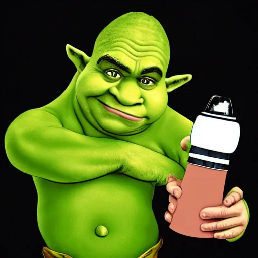 Image similar to An airbrush caricature of Shrek