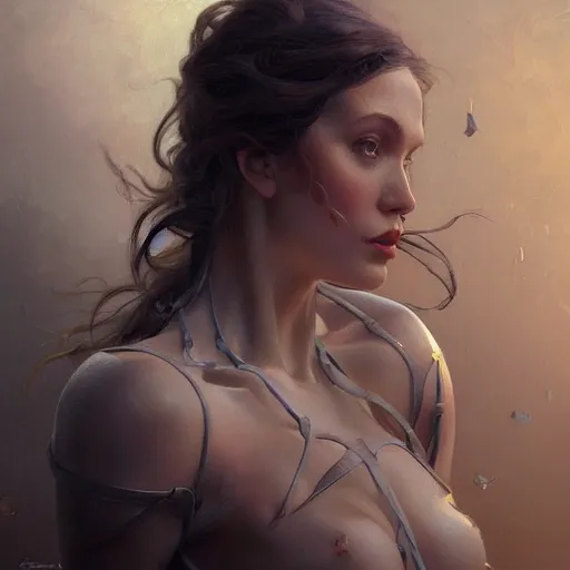 Image similar to Simone Hanna, physically accurate, dynamic lighting, intricate, elegant, highly detailed, digital painting, artstation, HR GIGER, Hieronymus Bosch, Francis Bacon, concept art, smooth, sharp focus, illustration, art by artgerm and greg rutkowski and alphonse mucha