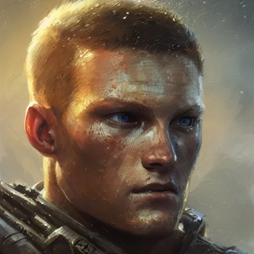 Prompt: portrait of a man by greg rutkowski, alexander ludwig as a colonial marine from aliens franchise, he is about 3 0 years old, military composure, wearing the tactical gear of the colonial marines, highly detailed portrait, digital painting, artstation, concept art, smooth, sharp foccus ilustration, artstation hq