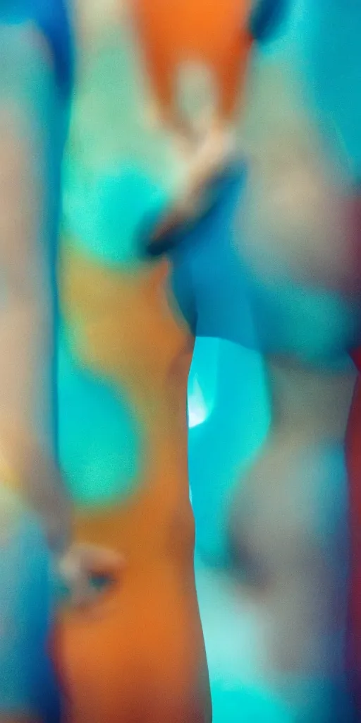 Prompt: a blurry closeup picture of abstract gorgeous human bodies pressed against glass, body parts, torso, macro photography, long exposure photograph, surrealism, anamorphic bokeh, orange and cyan lighting, cinematic