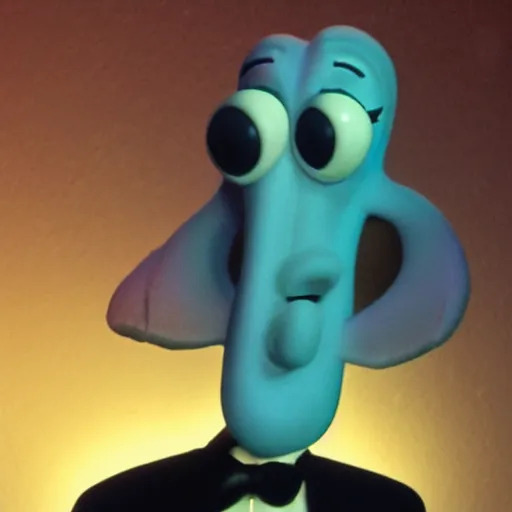 Image similar to handsome squidward, dramatic lighting, cinematic