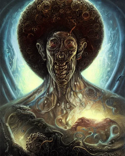 Image similar to lovecraft biopunk portrait of andy gibb by tomasz alen kopera and peter mohrbacher.