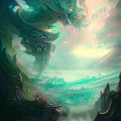 Prompt: fantasy world by Ross Tran