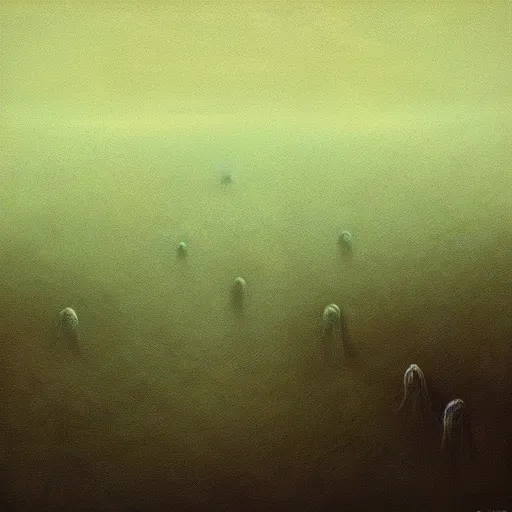 Image similar to nightmare landscape composed of wretched souls longing for eternal life in the style of zdzislaw beksinski, horrific, digital painting, CG render, unreal, fantasy, dramatic, concept art, artstation, smooth, sharp focus