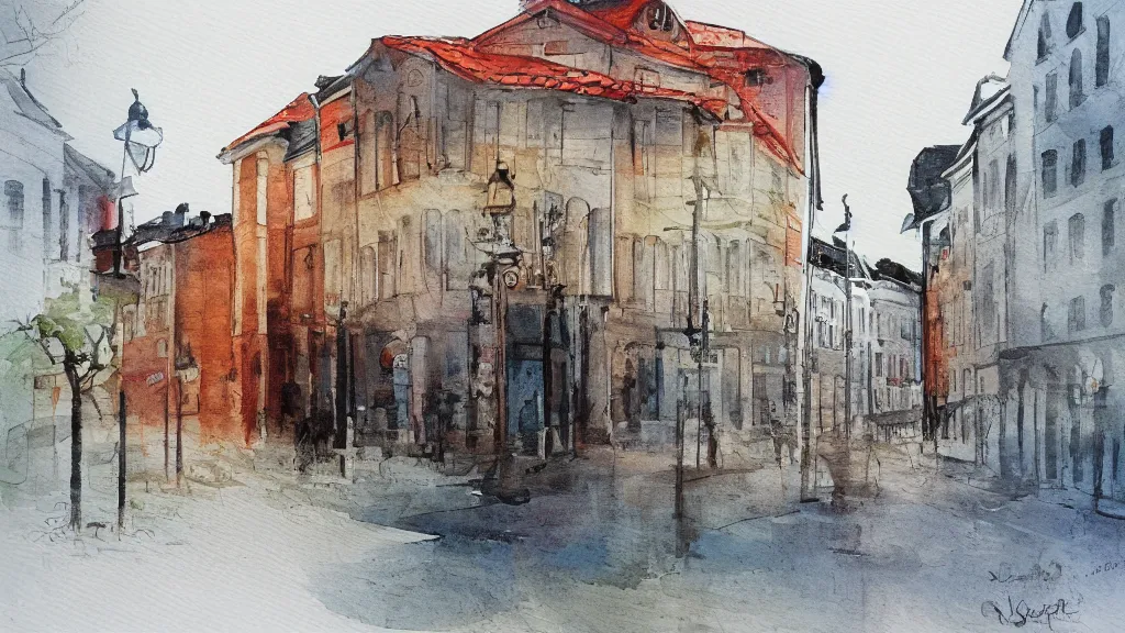 Prompt: orebro aquarelle painting