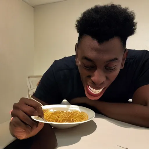 Prompt: MKBHD eating ramen