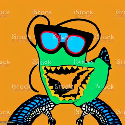 Prompt: Crocodile with sunglasses , Vector art