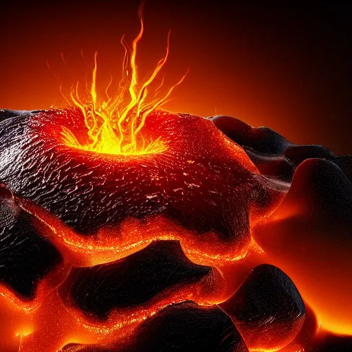 Prompt: apple swimming on lava, 8k, high detailed