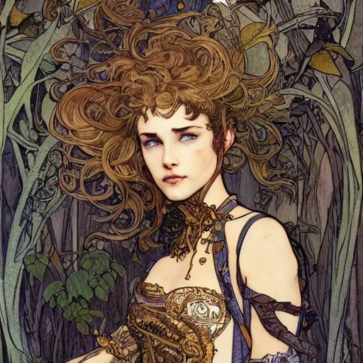 Image similar to a detailed picture of harrier du bois's bizarre adventure, intricate, elegant, highly detailed, digital painting, artstation, concept art, matte, sharp focus, illustration, art by rebecca guay and by arthur rackham and by alphonse mucha and by john william waterhouse