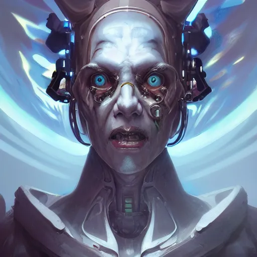 Prompt: portrait of a grotesque cybernetic ghoul, cyberpunk concept art by pete mohrbacher and artgerm and wlop and greg rutkowski and deathburger, digital art, highly detailed, intricate, sci-fi, sharp focus, Trending on Artstation HQ, deviantart, unreal engine 5, 4K UHD image