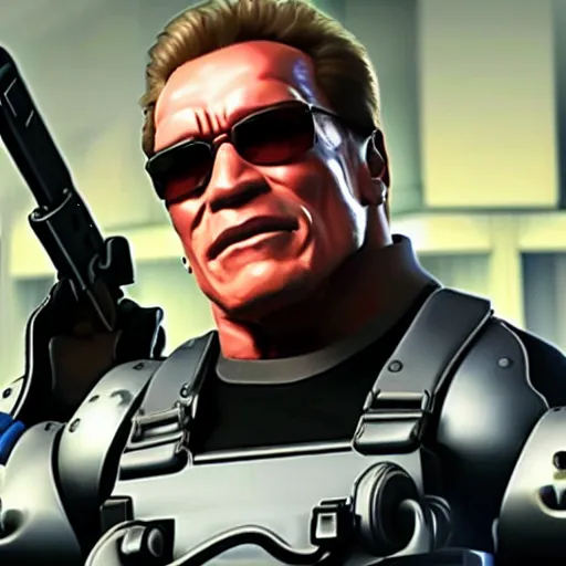 Image similar to a screenshot of arnold schwarzenegger in overwatch