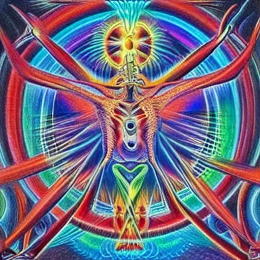 Prompt: esoteric art by alex grey