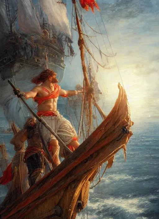 odysseus tied to the mast of a ship, digital art by | Stable Diffusion ...