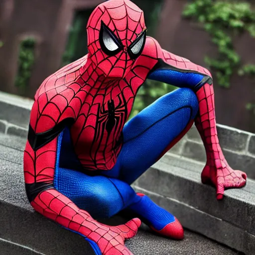 Prompt: Spiderman wearing armour, realistic photo