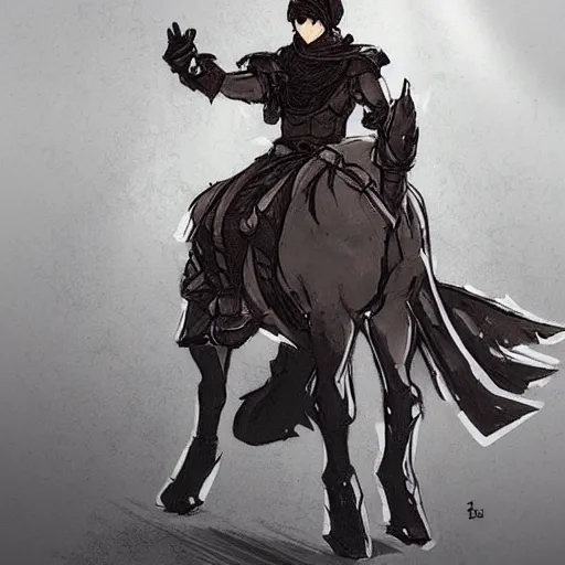 Prompt: a concept art for a new video game, by square enix, about a hero fighting for his nation, wearing a turban and also a black horse, his clothes are very desert style, and also symmetrical, perfect shape, and also very detailed, illustrations this is drawn by yoshitaka amano