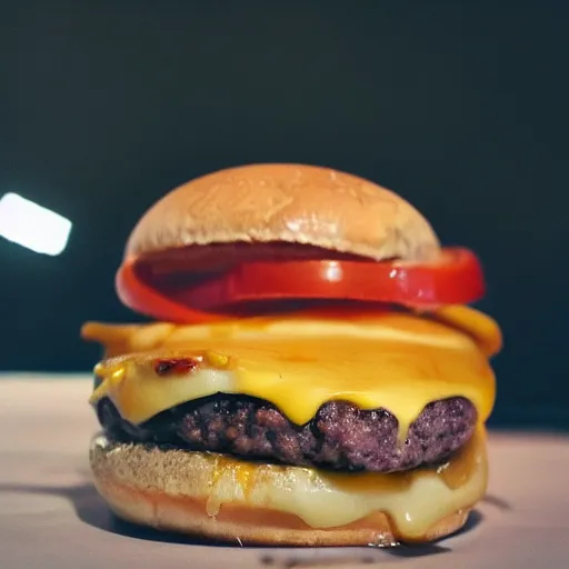 Image similar to close up high resolution photo of a cheese burger, very tasty, lots of cheese, food photography, instagram, trending