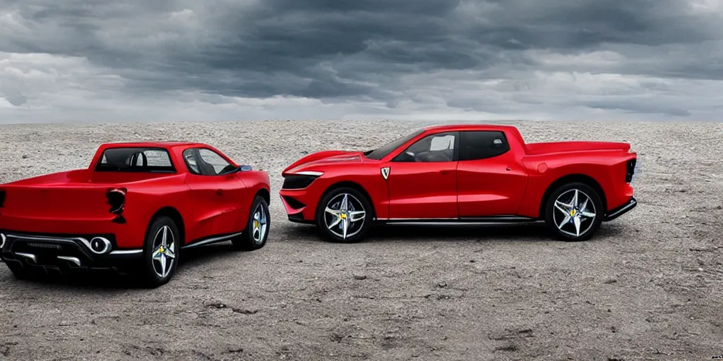 Prompt: “2021 Ferrari Pickup Truck, ultra realistic, 4K”