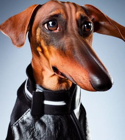 Image similar to owen wilson as an anthropomorphic dachshund : : headshot : : studio lighting,