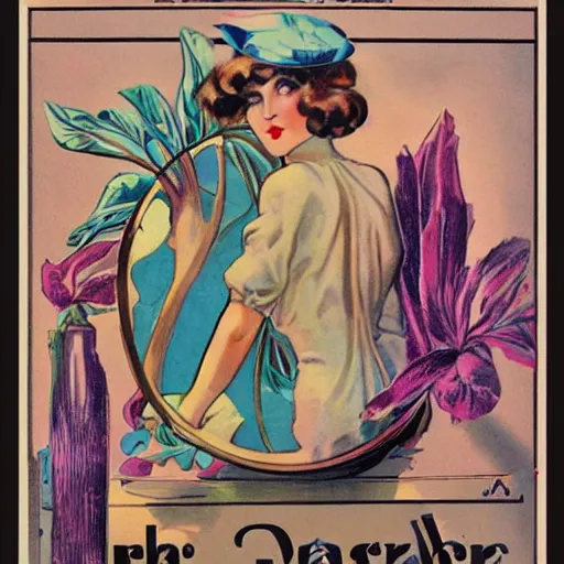 Prompt: art nouveau nail polish advertisement vintage magazine illustration nail lacquer