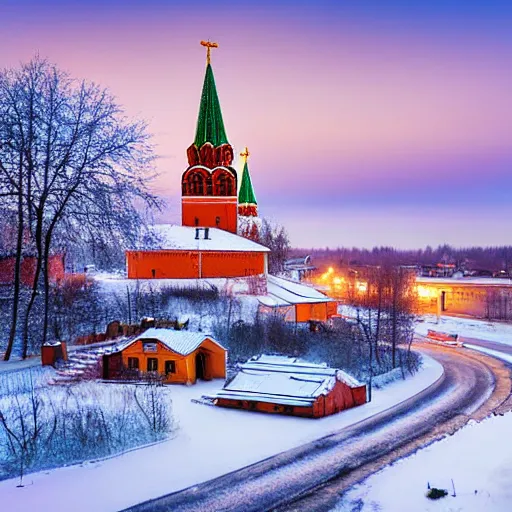 Image similar to russian little city, khrushchevki, toska, winter landscape, high quality photo