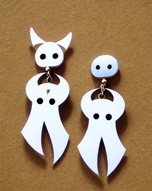 Image similar to cute funny ghost, 2 d lasercut earrings, concept art, trending on artstation, trending on deviantart