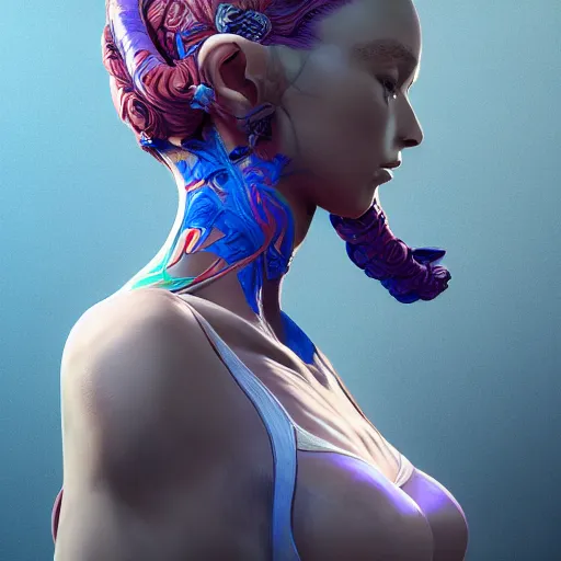 Prompt: the portrait of a blueberry that resembles an absurdly beautiful, graceful, elegant, sophisticated fitness model woman, an ultrafine hyperdetailed illustration by kim jung gi, irakli nadar, intricate linework, bright colors, octopath traveler, final fantasy, unreal engine 5 highly rendered, global illumination, radiant light, detailed and intricate environment