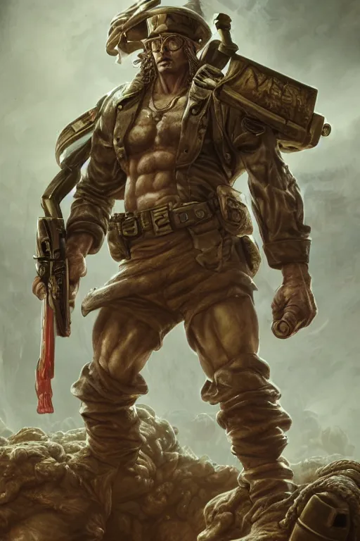 Prompt: Epic cinematic portrait of a General Morden from metal slug game, volumetric, focus, realistic eyes, symmetric body features proportions, golden ratio, ultra intricate details, award winning, unreal render, by Ross Tran