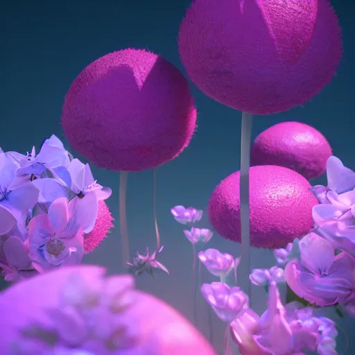 Image similar to Luminescent flower blooming at twilight, cgsociety, r /art, trending on artstation, artstationHD, octane render, highly detailed, vray, volumetric lighting, unreal engine, cinema 4d