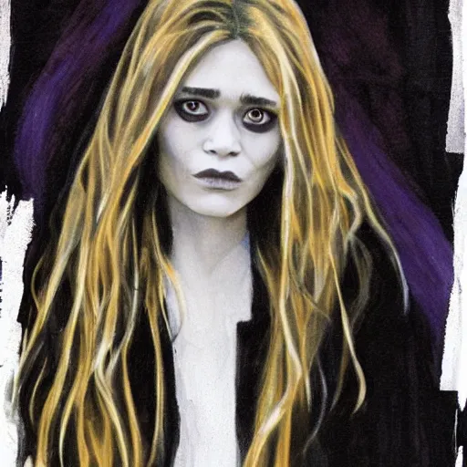 Prompt: goth mary kate olsen, art by michael miller