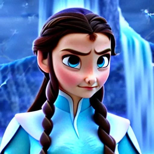 Image similar to A Still of Katara of the Southern Water Tribe from Avatar the Last Airbender in the 3d toon movie Frozen (2013), as a Pixar Character, hyperdetailed, 8k, trending on Artstation