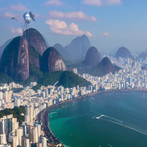 Prompt: rio de janeiro being attacked by aliens