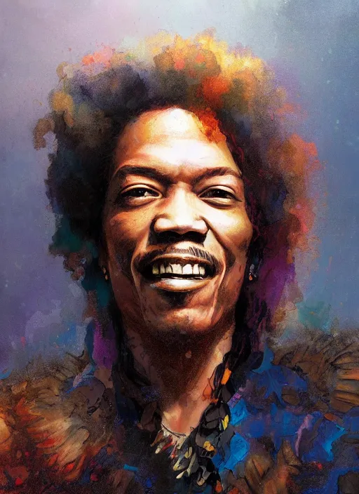 Image similar to Portrait of Jimmy Hendrix, marvel comics, dark, intricate, highly detailed, smooth, artstation, digital illustration by Ruan Jia and Mandy Jurgens and Artgerm and Wayne Barlowe and Greg Rutkowski and Frank Frazetta