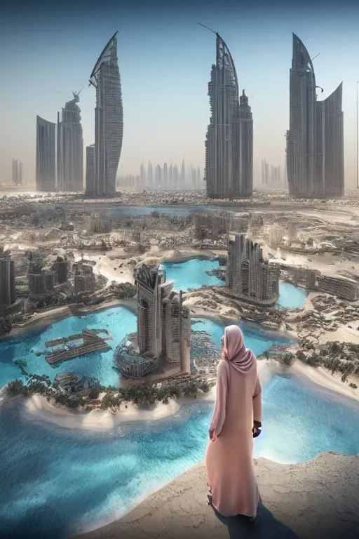 Image similar to arab wanita to go to dubai, ultra realistic, concept art, intricate details, highly detailed, photorealistic, octane render, 8 k