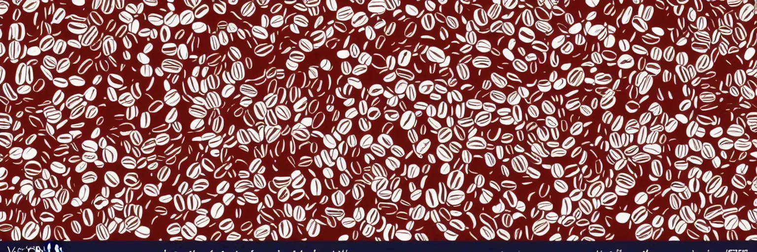 Image similar to seamless pattern design, coffee and guitar, vector, simple, red and white,