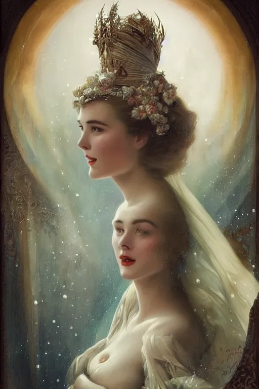 Image similar to a young and extremely beautiful grace kelly infected by night by tom bagshaw in the style of a modern gaston bussiere, art nouveau, art deco, surrealism. extremely lush detail. melancholic scene infected by night. perfect composition and lighting. sharp focus. profoundly surreal. high - contrast lush surrealistic photorealism. genuine laughing.