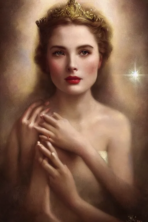 Image similar to a young, sobbing, and extremely beautiful grace kelly infected by night by tom bagshaw in the style of a modern gaston bussiere, art nouveau, art deco, surrealism. extremely lush detail. melancholic scene infected by night. perfect composition and lighting. sharp focus. profoundly surreal. high - contrast lush surrealistic photorealism. sobbing, anguish.