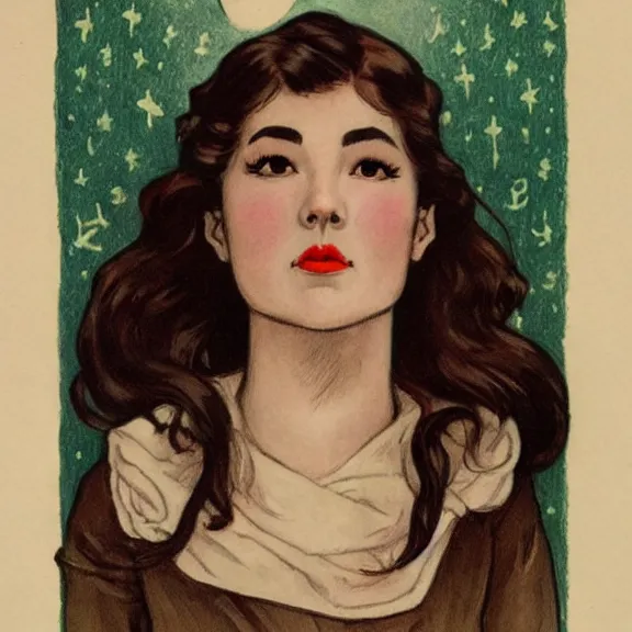 Prompt: a highly detailed portrait in the style of charles dana gibson and in the style of karmen loh. glowing rune of magical power.