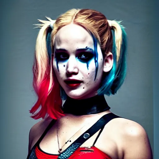 Image similar to Jennifer Lawrence as harley quinn from suicide squad