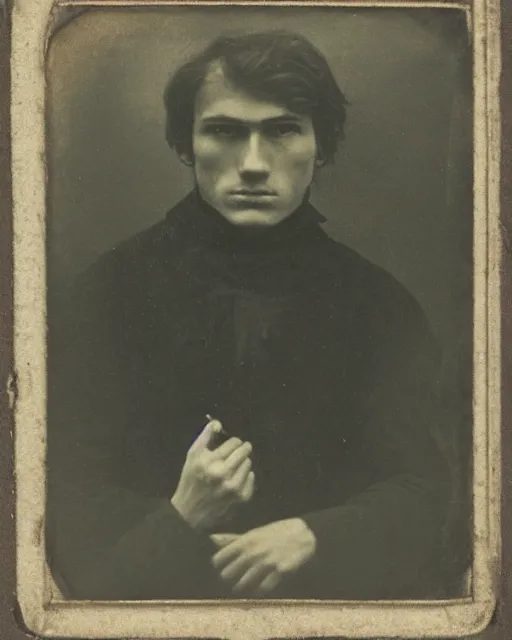 Prompt: tintype photo of ivan karamazov, cynical young russian man, by julia margaret cameron 1 8 8 0 s, realistic, body shot, sharp focus, 8 k high definition, insanely detailed, intricate, elegant