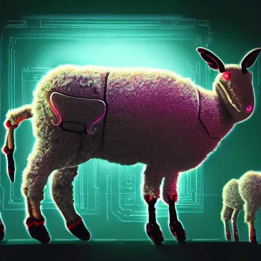 Prompt: robotized cult of lamb, colorful, dark, arstation, concept art, cinematic lighting, high detail,