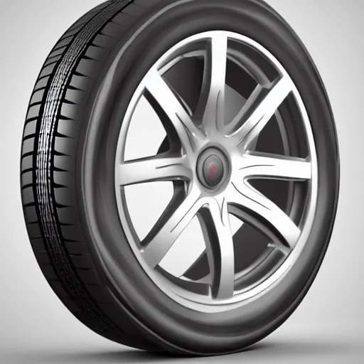 Prompt: design a new tire with rim, Roman Tikhonov, concept art