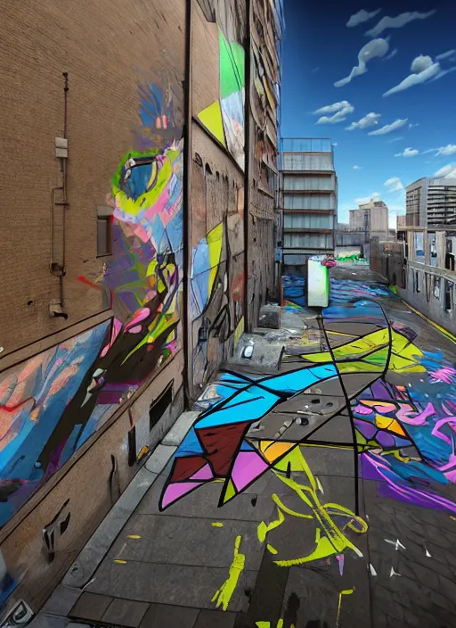 Prompt: modern street art ; unreal engine ; wide angle ; highly detailed